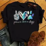 PEACE LOVING DOG PAWS T SHIRT夏季大碼和平愛狗爪圓領上衣女INS短袖男 T恤短袖 上衣男 潮