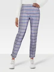 Cheap & Chic Purple Silk Checkered Trousers