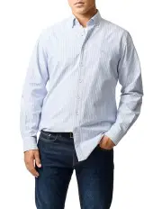 [Rodd & Gunn] Gunn Oxford Stripe 4 Long Sleeve Sports Fit Shirt in Chambray