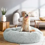 i.Pet Dog Bed Pet Beds 90cm Large Calming Soft Plush Light Grey
