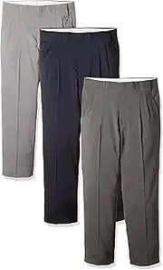 BELLUNA(ベルーナ) 439785 Men's 3-Color Set, Hemmed Plover Pattern, Adjustable Slacks, Set of 3, Set of 3 Colors (Gray, Beige, Navy)