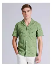 [Blaq] Diego Embroidered Short Sleeve Shirt in Green