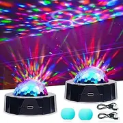 Bonlux Disco Lights for Parties Multi Colour Mini Ball Light Portable LED Home Sound Activated DJ, 2-Pack USB Rechargeable Kids, Car, , Party, Bar, Christmas
