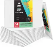 Canvas Boards for Painting, Pack of 14, 5 X 7 Inches, Blank White Canvas Panels,