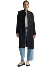 [Oxford] Olive Wool Coat in Black