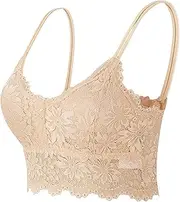 [BJUTIR] Lace Bralettes for Women Floral Camis Tops Comfortable Wireless Longline Bras Without Padded Stretch Crop Tops Vest