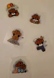 Vintage 80’s DEE Teddy Bears Clear Transparent Stickers Lot Of 5