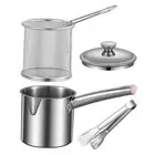Frying Pan Pot with Lid French Fries Pot Portable Net Basket Milk Frying Pan