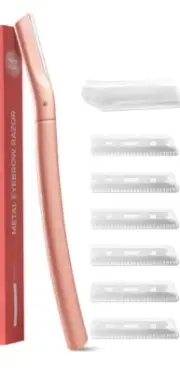 Eyebrow Facial Razor Stainless Steel Eyebrow Trimmer Dermaplaning Tool+5 Blades