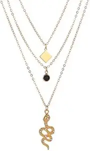 [Generic] Retro Punk Layered Tiny Chain Choker Snake Pendant Necklace Choker Chain Boho Jewelry Chain for Women and Girls for Dancing Party Dating Wedding Vacation