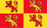 OWAIN GLYN DWR 18" x 12" FLOOR STANDING FLAG & WOODEN BASE WALES WELSH