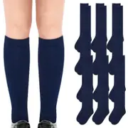 12x Pairs School Uniform Knee High Socks Cotton Rich Girls Boys Kids Bulk - Navy