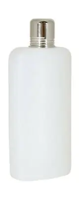 Plastic Flask 16 oz. Capacity White Aluminum Shotglass Cap Lightweight Leak-Free