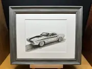 Drawing of a 1970 Dodge Challenger Car Graphite Pencil Art Sketch Picture Print