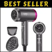 Ionic Blow Dryer 1600W - Portable Lightweight Hair Dryer with Diffuser & Nozzle