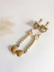 Silicone Soother And Clip - Beige