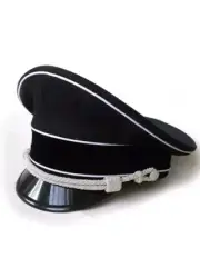 WWII German SS Elite Officer Hat Army Visor Crusher Cap Black Made to order