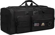 HAMBOLY Extra Large 130L Black Polyester Duffle Bag for Men, Heavy Duty Travel & Sports, Water Resistant, 35.5 x 15 x 15.7 inches