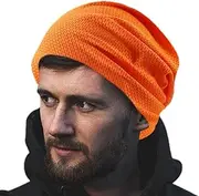 [Kuehssn] Turban Headscarf for Men, Slouchy Beanie, Quick-Drying Running Head Wrap, Breathable Head Wrap Stretch Turban Hats, Headwear, Soft Cycling Cap for Men and Women, Orange1