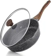 SENSARTE Nonstick Deep Frying Pan Skillet, 10/11/12-inch Saute Pan with Lid, Stay-Cool Handle, Chef Pan Healthy Stone Cookware Cooking Pan, Induction Compatible, PFOA Free (10-Inch)
