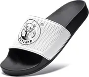[FLYLAND] Men's Open Toe Slide Sandals Non-Slip Flat Slippers Outdoor Soft Comfort Fit & Arch Support