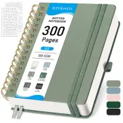 EMSHOI Bullet Dotted Journal Spiral Notebook - 300 Pages, A5 Hardcover Leather,