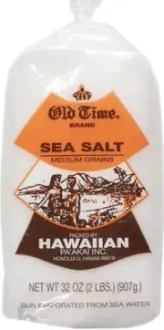 2 Pound Hawaiian Pa'Akai Inc. Old Time Brand White Sea Salt Medium Grains