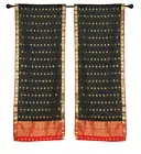 2 Black Bohemian Indian Sari Curtains Rod Pocket Living Room Window Treatment