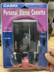 Vintage Casio W-885 Portable Stereo Cassette Player w/ HeadphonesBass Boost NEW