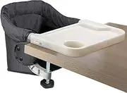 Toogel Hook On High Chair with Removable Dining Tray,Folding Portable Clip on Table High Chair,Baby Chair with Storage Bag for Indoor/Outdoor, Black