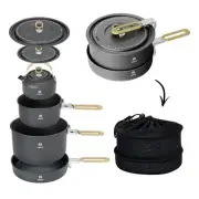 Portable Camping Cookware - Upgraded Handle, Non-Stick Camping Pan Set for Ou...