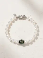 [Mikimoto] Mikimoto - 18-karat White Gold, Pearl And Diamond Bracelet - One size One size White