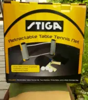 Brand New IOB STIGA Retractable Table Tennis Net, 3 Ping Pong Balls, 2 Paddles