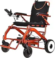 Lightweight Electric Wheelchair for Adults, Compact Power Wheelchair with Removable Battery, Foldable, 360 ° waterproof interference-resistant smart joystick(Red)