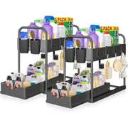 Under Sink Storage - 2 Pack under Sink Organizer - Sliding Drawer Shelf Pull Out