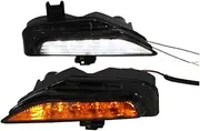 LED DRL Daytime Running Light Front Fog Lamp Assembly with Turn Signal Accessories Compatible With Infiniti Q50 Sport 2014 2015 2016 Smoke