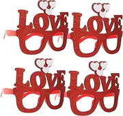 [TOPPERFUN] 4pcs Valentine's Day Glasses Frames Fun Eyeglasses Valentines Party Glasses Frames Valentine Day Valentine Eyeglasses Photo Booth Props Miss Plastic Small Glasses Heart-shaped