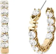 [Michael Kors] Silver-Tone Hoop Earrings for Women; Huggie Earrings for Women; Stainless Steel Earrings; Jewelry for Women