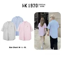 在飛比找蝦皮購物優惠-韓版男女款短袖格子襯衫牛津材質寬款3色灰色粉色藍色q167