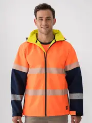 Traders 308 Ripstop Hi Vis Jacket with Reflective Tape Orange/Navy