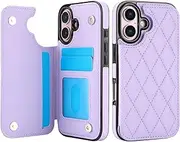 for iPhone 16 Plus Phone Case,RFID Card Data Theft Protection,Double Magnetic Back Flip Cover PU Leather Cover for iPhone 16 Plus Wallet Case-Purple