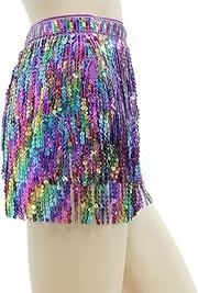 [ａ aternee] Sequin Dance Skirt Shining Fashion Performance Sparkly Costume Belly Dance Skirt Hip Belly Dancer Costumes for Themed Parties Festivals
