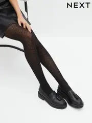Black Animal Print Pattern Tights 1 Pack (T90535) | $15