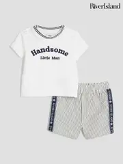 River Island Blue Handsome Man T-Shirt and Shorts Set (H72067) | $51