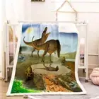 Two Giant Ferocious Dinosaurs 3D Warm Plush Fleece Blanket Picnic Sofa Couch