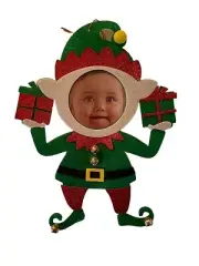 Photo Christmas Ornaments Set of 6 Large Designs Elf DIY Photo Banner