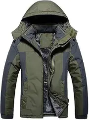 [CLSQLXYJZC] Outdoor Windproof Jacket, Winter Waterproof Fleece Lining Softshell Lightweight Hiking Mountain Jacket, for Casual Removeable Hood Hunting Fishing Jackets