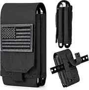 bvya Large Tactical Molle Dual Phone Holster Pouch Belt Carrying Double Case Cover for iPhone 16 Pro Max/16 Pro/16/15 Pro Max/15 Pro/15/14 Pro Max/14 Pro/14/13 Pro Max/13 Pro/13