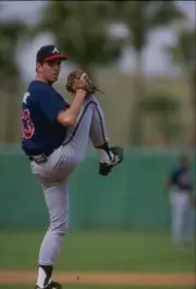 Pitcher Micah Bowie of the Atlanta Braves in action 1998 Old Photo