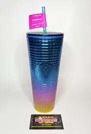 Starbucks Tim Singleton Pride Rainbow Soft Ombre Grid Tumbler Cup 24 oz NWT
